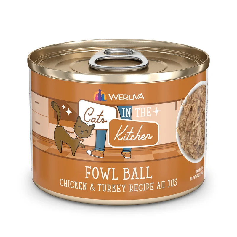 Weruva Cats in the Kitchen Fowl Ball Chicken and Turkey Recipe Au Jus Canned Cat Food