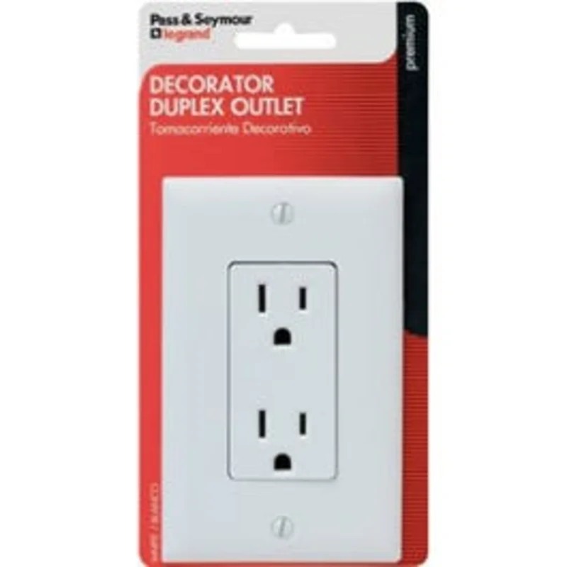 White 2-Pole 3-Wire Grounding Decorator Duplex Receptacle