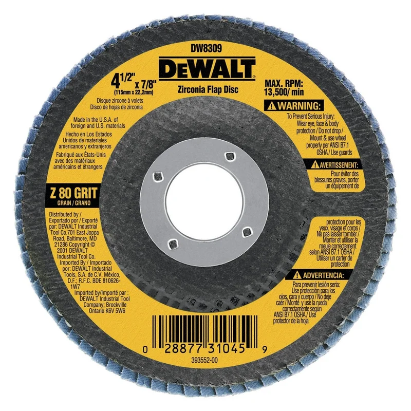 Zirconia Flap Disc "Z-60 Grit" 4-1/2" x 7/8" Dewalt
